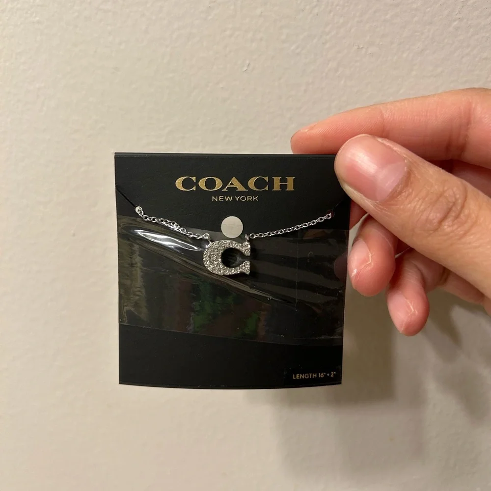 COACH SILVER C LOGO Necklace NWT